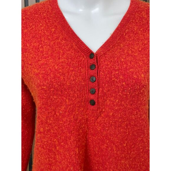Madewell Asherton Women's S Red Sweater Wool Alpaca Henley Tunic Waffle Knit - Picture 3 of 11